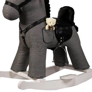 راکر اسب کودک چوبی طرح دار سفید - مشکی -اسباب بازی